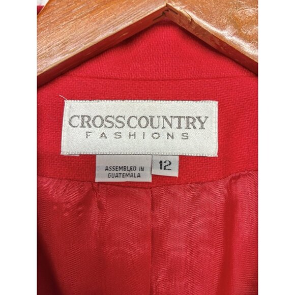 Vtg Cross Country Fashions Red Wool Christmas Holiday Party Blazer Sz 12 - Picture 4 of 13